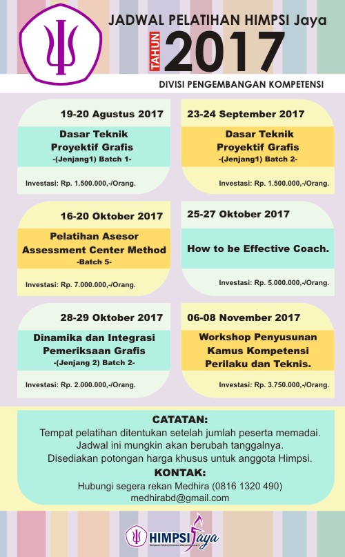 Jadwal Pelatihan HIMPSI Jaya tahun 2017
